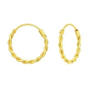 14k Gold Twist Tiny Hoop Earrings 16mm​